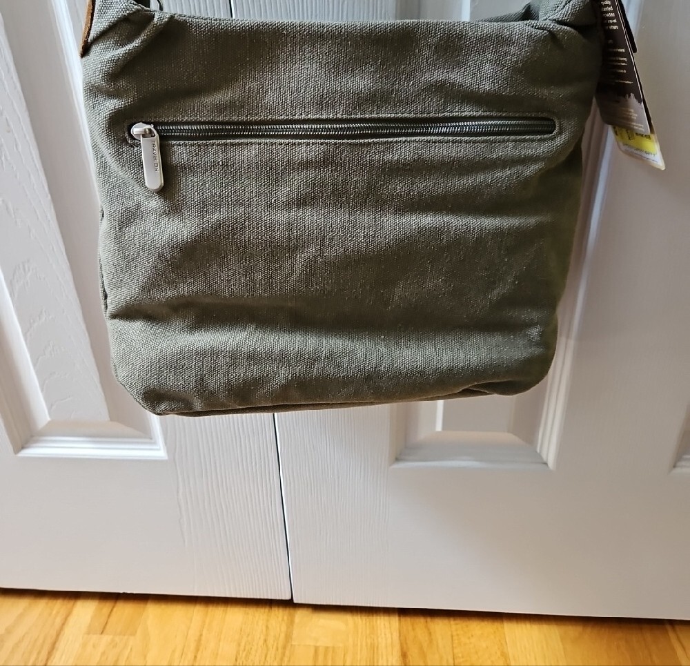 Travelon Olive Green Heritage Canvas Messenger Bag - Picture 5 of 5